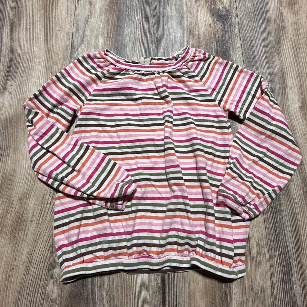 OshKosh B'gosh Girls Multi Color Striped Long Sleeve Cotton Top Size 7